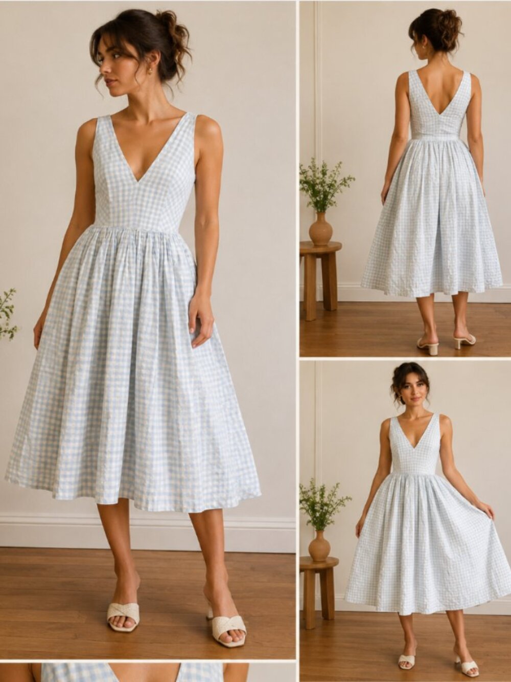 Vintage JAX Blue Gingham A-Line Dress - Amazing Retro 50s Style - Size 0/2